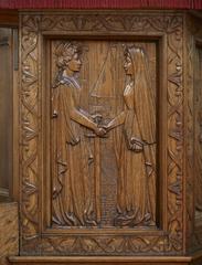 detail of wood carving on the pulpit in Amsterdam