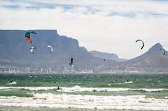 Bloubergstrand beach in South Africa with a view of Table Mountain