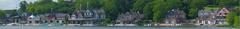 Panoramic photograph of Boathouse Row in Philadelphia