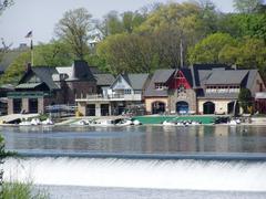 Boathouse Row in Philadelphia viewed from across the Schuylkill River