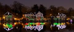 Boathouse Row East Holiday Lights at night