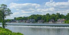 Scenic view of Boathouse Row along the Schuylkill River