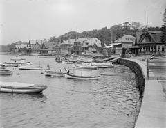 Historical Boathouse Row on the Schuylkill River, circa 1915