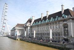 County Hall building in the United Kingdom under a clear blue sky