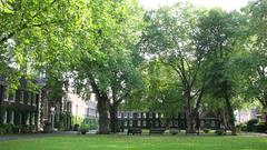 Geffrye Museum front yard in London on a sunny day