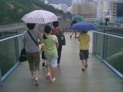 The Hong Kong Museum of Coastal Defence on a rainy day with overcast skies