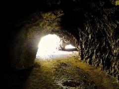 The Bat Cave interior with stalactites and rock formations