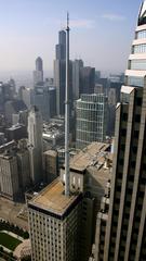 Aerial view of the Loop in Chicago, showcasing skyscrapers and city streets