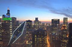 Skyline at dusk in a metropolitan city