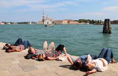 Île San Giorgio Maggiore seen from Punta della Dogana in Venice, Italy