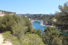 Calanque de Port-Miou in Cassis under a clear blue sky