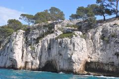 Calanque de Port-Miou in Cassis with clear blue waters and rocky cliffs