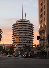 Capitol Records Building at sunset