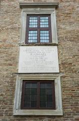 Commemorative plaque of Raphael's birthplace in Urbino