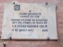 Memorial plaque of Joan Blanca in Perpignan