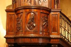 Detail of the sculpted pulpit by Joseph Louis Hubac in Toulon Cathedral