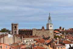 View from the roof of Castillet showing Cathedral Saint-Jean-Baptiste in Perpignan