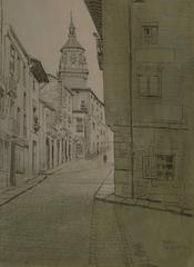 Calle de la Correría and Santa María Cathedral in Vitoria, 1924