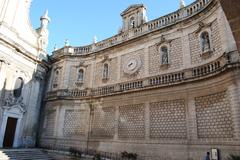 Ancient stone wall on the forecourt of the cathedral