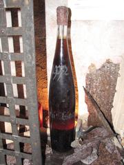 Bottle containing the world's oldest wine in the historical cellar of Strasbourg