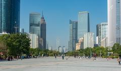 Panoramic view of Huacheng Square in Guangzhou during nighttime