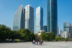 Guangzhou Huacheng Square at night with skyscrapers