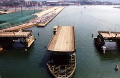 Aerial view of the old Glebe Island Bridge in Sydney, Australia