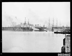 steam vessel passing through Glebe Island Bridge approaching Blackwattle Bay