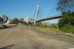 Old Glebe Island Bridge with a clear sky