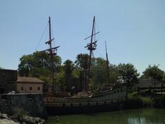 scale model of a frigate at Isla Mágica theme park