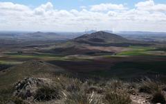 Sierra de la Oliva with wind turbines viewed from Sierra de Nambroca