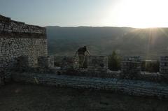 view of Berat, Albania with traditional white Ottoman houses