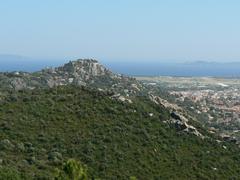 Northeast view of the Château hill in Hyères from Mont Fenouillet