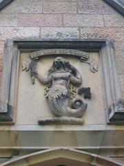 Mermaid carving above the south door of Lauriston Castle, Edinburgh