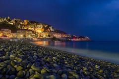 Beach at night in Nice, France