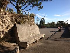 panoramic view of benches at Château de Nice with scenic backdrop