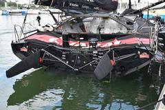 IMOCA 60 Charal sailboat in Lorient harbor May 2021