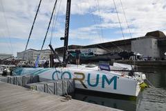 60 feet IMOCA Corum sailboat at Lorient in May 2021