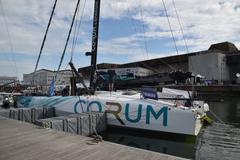 60 pieds IMOCA Corum sailboat at Lorient harbor