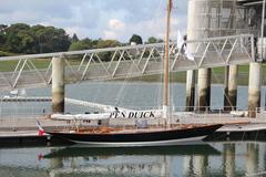 Pen Duick sailboat at its home port in Cité de la Voile Éric Tabarly, Lorient, France