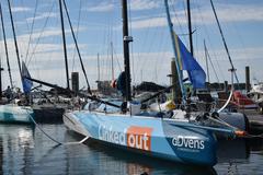 60-foot IMOCA Linked Out sailboat at Lorient in May 2021