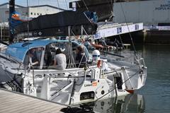 60-feet IMOCA Linked Out boat in Lorient