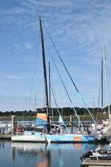 60 pieds IMOCA Linked Out sailboat at Lorient, May 2021