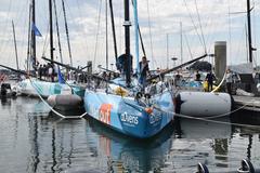 IMOCA 60 Linked Out sailboat in Lorient harbor