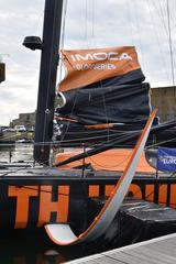 60-foot IMOCA 11th Hour Racing Team boat in Lorient, May 2021