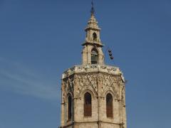 Recreation of the Portuaria Telegraph of Micalet with three leather spheres, Tower of Miguelete, Valencia Cathedral, Spain