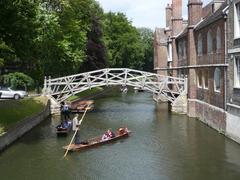 Cambridge University Mathematics Bridge with punting boats