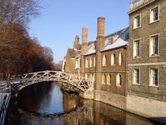 Mathematical Bridge over River Cam at Queen's College, Cambridge