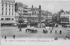 Historic view of La Grande Place in Lille before World War I, no cars visible