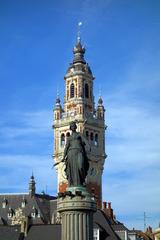 colonne de la Déesse in front of the chamber of commerce belfry in Lille